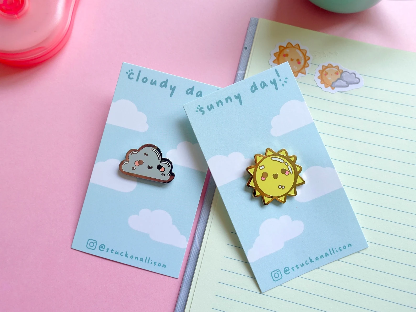 Sunny Day and Cloudy Day pins